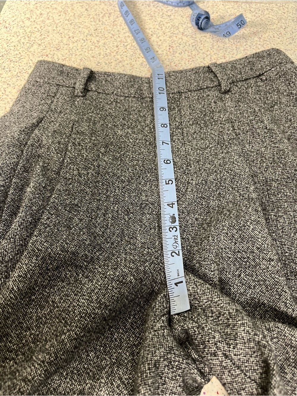 Anthropologie Maeve The Avery Pleated Wide-Leg Tweed Lace Trousers Gray Size XS - Picture 7 of 8